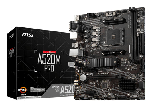 MSI A520M PRO MOTHERBOARD A520 AM4 Micro ATX M.2 Air Cooler