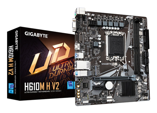 GIGABYTE H610M H V2 Motherboard - Supports Intel Core 14th CPUs, 4+1+1 Hybrid Digital VRM, up to 5600MHz DDR5, 1xPCIe 3.0 M.2, GbE LAN, USB 3.2 Gen 1 MOTHERBOARD DDR5 M.2 5600 MHz