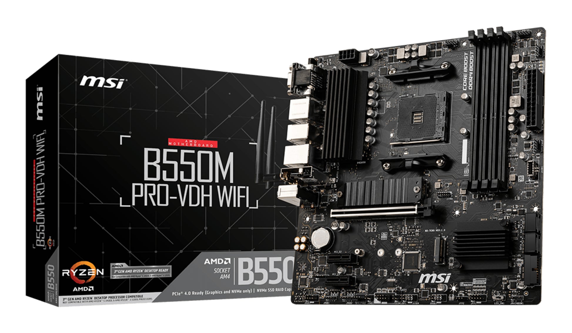MSI B550M PRO-VDH WIFI MOTHERBOARD B550 AM4 Micro ATX M.2 Air Cooler