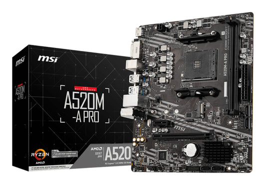 MSI A520M-A PRO MOTHERBOARD A520 AM4 Micro ATX Fan