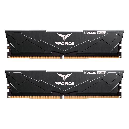 Team T-Force Vulcan 64GB Kit (2 x 32GB), DDR5, 6000MHz, CL38, ECC, AMD EXPO & Intel XMP 3.0, PMIC, DIMM Memory, Black