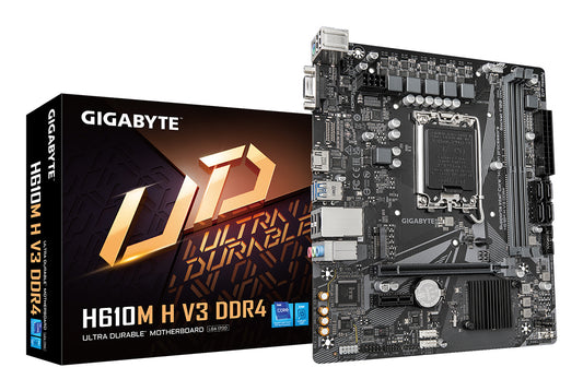 GIGABYTE H610M H V3 DDR4 Motherboard - Supports Intel Core 14th CPUs, 4+1+1 Hybrid Phases Digital VRM, up to 3200MHz DDR4, 1xPCIe 3.0 M.2, GbE LAN, USB 3.2 Gen 1 MOTHERBOARD DDR4 M.2 3200 MHz