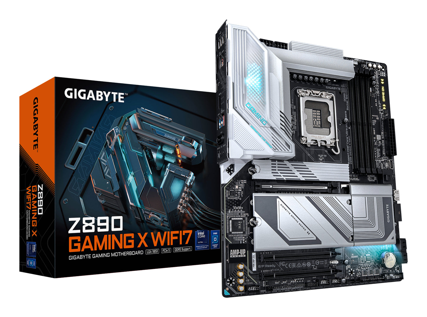 GIGABYTE Z890 GAMING X WIFI7 Motherboard - Supports Intel Core Ultra (Series 2) CPUs, 16+1+2 phases VRM, up to 8800MHz DDR5 (OC), 1xPCIe 5.0 + 3xPCIe 4.0, Wi-Fi 7, 2.5GbE LAN, USB 4 MOTHERBOARD Z890 DDR5 8800 MHz