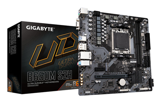 GIGABYTE B650M S2H Motherboard - AMD Ryzen 9000 Series CPUs, 5+2+2 Phases VRM, up to 6400MHz DDR5 (OC), 1xPCIe 4.0 M.2, GbE LAN, USB 3.2 Gen 1 MOTHERBOARD DDR5 M.2 6400 MHz