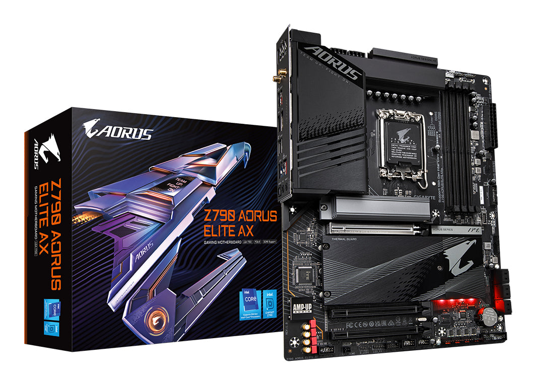 GIGABYTE Z790 AORUS ELITE AX Motherboard - Supports Intel Core 14th CPUs, 16*+2+? Phases Digital VRM, up to 7600MHz DDR5 (OC), 4xPCIe 4.0 M.2, Wi-Fi 6E, 2.5GbE LAN, USB 3.2 Gen 2x2 MOTHERBOARD Z790 DDR5 M.2 7600 MHz