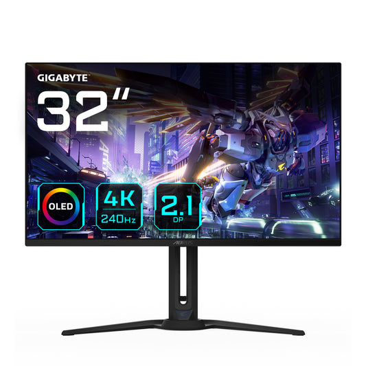 GIGABYTE AORUS FO32U2P 32” OLED Gaming Monitor - 3840 x 2160(UHD), 240Hz, 0.03ms, 250 cd/m2, KVM, FreeSync Premium Pro, DisplayHDR True Black 400, Displayport2.1 MONITOR M.2