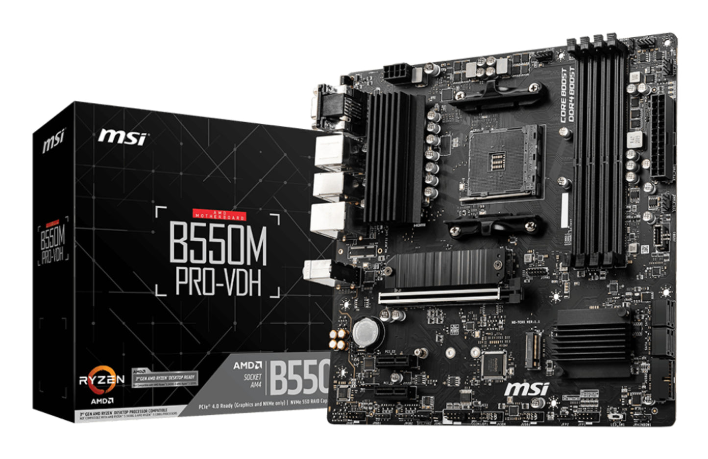 MSI B550M PRO-VDH MOTHERBOARD B550 AM4 Micro ATX M.2 Air Cooler