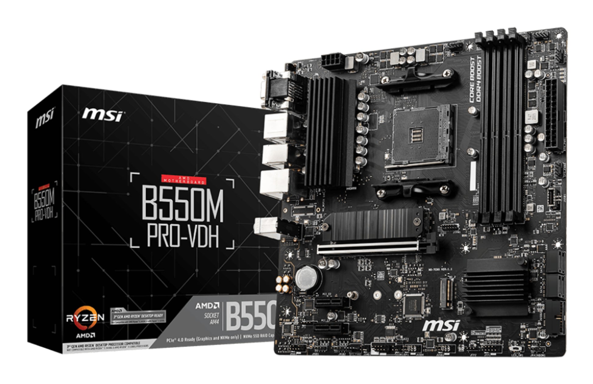 MSI B550M PRO-VDH MOTHERBOARD B550 AM4 Micro ATX M.2 Air Cooler