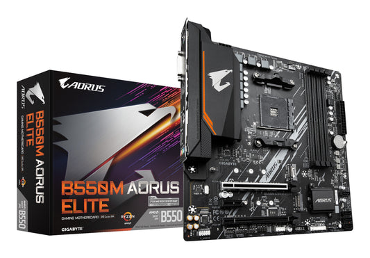 GIGABYTE B550M AORUS ELITE Motherboard - AMD Ryzen 5000 CPUs, 5+3 Phases VRM, up to 4733MHz DDR4, 1xPCIe 4.0 + 1xPCIe 3.0 M.2, 1GbE LAN, USB 3.2 Gen 1 MOTHERBOARD DDR4 M.2 4733 MHz